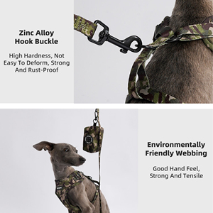 निर्माता कैमो प्रिंट पैटर्न लक्जरी व्यक्तिगत पालतू कुत्ते का उपयोग सेट नेफ्रोन पंड पालतू हार्नेस सेट बैग के साथ लेश कॉलर सेट - Product Image 6