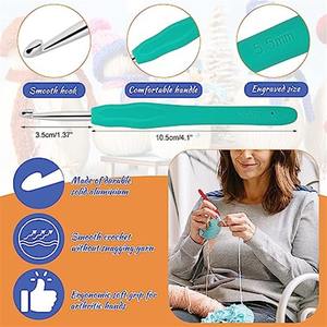 Juego de ganchillo de hilo de 46 Uds., juego de manualidades de ganchillo de varios tamaños <span class=keywords><strong>para</strong></span> ergonomía, juego Ideal <span class=keywords><strong>para</strong></span> principiantes, herramientas de tejido originales DIY - Product Image 5