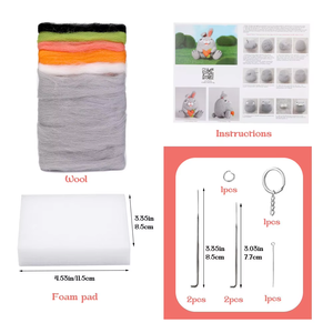 ชุดปักผ้าสักหลาดขนกระต่ายแบบทำมือแบบ DIY ผ้าสักหลาดไม่ผ่านการตกแต่งแล้วสัตว์ขนสัตว์ - Product Image 2