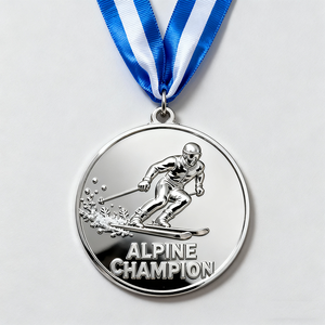 Prix promotionnel des jeux de sports d'hiver de ski alpin Médaille de ski Sports d'hiver premium Médaille de ski de <span class=keywords><strong>descente</strong></span> pour la compétition - Product Image 3