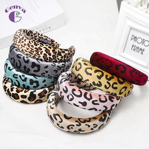 Genya جديد ليوبارد المخملية عقال الحيوان نمط هيرباند الفهد مبطن عقال إكسسوارات الشعر عقال - Product Image 1