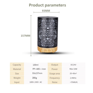 Diffuseur d'arômes en fer noir avec lumière LED à motif rouge, pour une surface de 10 à 20 m², utilisation domestique, réservoir d'eau inférieur à 0,5 L - Product Image 5