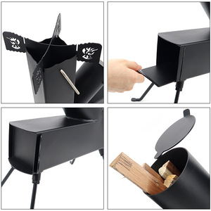Poêle à fusée en métal d'<span class=keywords><strong>extérieur</strong></span>, 9,44 po <span class=keywords><strong>de</strong></span> diamètre x 17 po <span class=keywords><strong>de</strong></span> largeur x 22 po <span class=keywords><strong>de</strong></span> hauteur, conception simple manuelle monobloc pour le camping, brûleur à bois - Product Image 5
