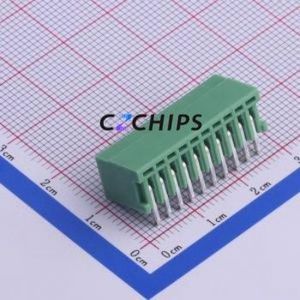 KF2EDGR-2.5-10P Plug-in Terminal Block Bent Lead Through Hole,P=2.5mm Connector Board-to-Board / Socket Closed 1x10P 2.5mm Green - Product Image 2
