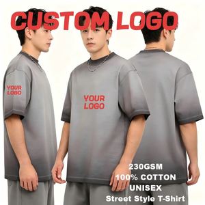 230GSM Custom Logo Cotton Batik Washed Drop Shoulder Crew Neck Retro Loose Fit Street Style <b>T</b>-<b>Shirt</b> - Product Image 1