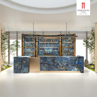 Dalle de pierre frittée en granit artificiel bleu étincelant 1600x3200mm, finition polie 12mm, pour revêtement de sol de salon