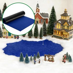 Tapis de Présentation de Village de Noël en Feutre, Découpable, Antidérapant, Bleu, pour Décorations de Noël DIY - Product Image 5