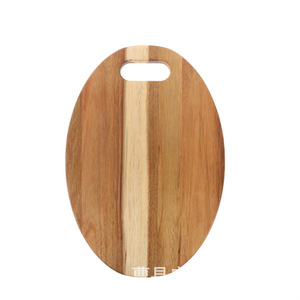 Acacia <b>Wood</b> Cutting Board Oval With Handle Solid <b>Wood</b> Chopping <b>Block</b> For Kitchen Use - Product Image 5