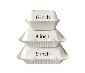 Biodegradable takeaway food packaging pizza hamburger burger bento meal fast food takeout pulp lunch bagasse sugarcane paper box