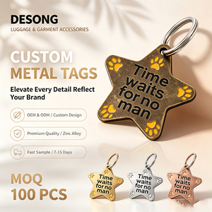 <b>Star</b> Metal Keychain Zinc Alloy Vintage Embossing Printing Time Waits For No Man Custom Pet Tag - Product Image 1