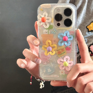 Funda de Teléfono con Textura de Concha y Flores 3D, Doble Capa Protectora para iPhone 16ProMax 15 14 13 12, Diseño Lindo y Moderno para Mujeres - Product Image 2
