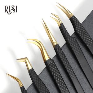 Pinset Bulu Mata RISI High Accuracy Fiber Tip 45 75 90 Derajat Bahan Stainless Steel Pinset Private Label untuk Ekstensi Bulu Mata - Product Image 4