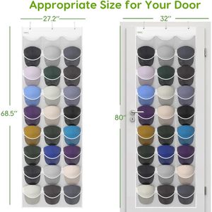 Hat Organizer 27 Pockets Over The Door Clear Pockets For Baseball Caps Storage Hanging Closet Organizer - Product Image 5