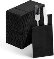 Serviettes jetables noires en papier Airlaid, pliées 1/12, pour dîner, en promotion, écologiques, imprimées, 1 pli, en pâte de bois vierge