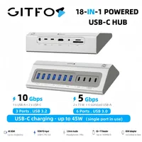 GITFOS 18 in 1 USB C Hub 4K untuk 100W PD 10Gbps SD/TF Audio Aluminium Metal Model C1PRO MacBook/iPad