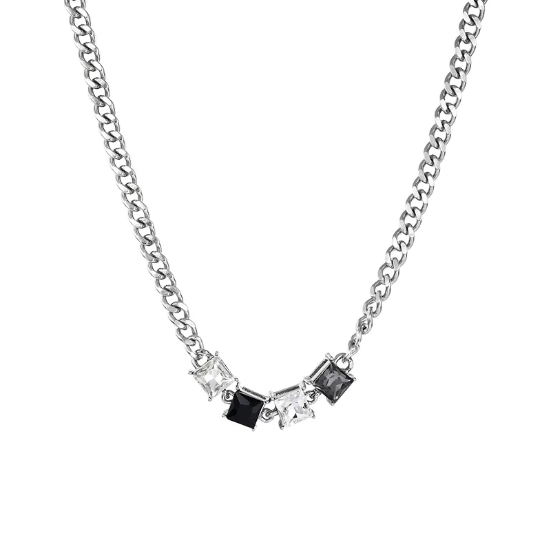 Collier Punk Hip Hop en acier inoxydable, chaîne en acier titane avec pendentif à dés rotatifs pour cadeau, offre spéciale