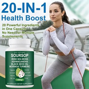 Capsules 20-en-1 <span class=keywords><strong>de</strong></span> Corossol, Mousse d'Irlande, Ashwagandha, Huile <span class=keywords><strong>de</strong></span> Nigelle, <span class=keywords><strong>Moringa</strong></span> et Curcuma <span class=keywords><strong>pour</strong></span> la Digestion, la Santé Intestinale et la Perte <span class=keywords><strong>de</strong></span> Poids - Product Image 4