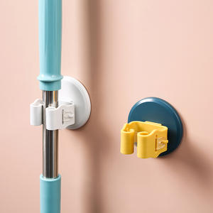 Support mural adhésif sans perçage pour balai et serpillière, design color block, pour rangement de salle de bain, jaune, finition polie ronde - Product Image 3