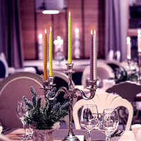 Bougeoir en cire de soja mélangée de style européen, à tige longue et fileté, sans fumée, sans parfum, pour décoration de mariage et centre de table