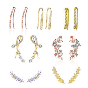 Boucles d'oreilles minimalistes en argent Sterling 925 pour femme, <span class=keywords><strong>1</strong></span> pièce, en zircone cubique, Cz, hypoallergénique, Piercing en cristal, escalade - Product Image 1