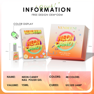 Vendeeni - Juego de Esmaltes de Gel de Alta Pigmentación, 48 Colores Neón, en Caja, Sin TPOHEMA, Personalizable con Etiqueta Privada, Suministros de Esmalte de Gel OEM - Product Image 3