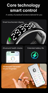 Vente chaude Fitness Smart Ring BT Wearable Health Tracker avec sommeil fréquence cardiaque moniteur d'oxygène sanguin Compatible IOS boîtier en acier - Product Image 3