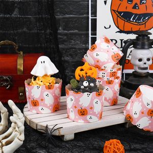 100Pcs Halloween <strong>Paper</strong> Baking Cups <strong>Orange</strong> Pink White Scalloped Edge Cupcake Muffin Cases for Halloween Dessert Decoration - Product Image 3