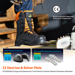 EN ISO 17249 Mens Class 1 Chainsaw הגנת פלדה הבוהן לחתוך עמיד להחליק על לוגר בטיחות לעבוד מגפיים - Product Image 4