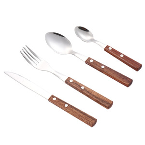 Luxury Rosewood Handle Stainless Steel Flatware <b>Set</b>, 4-Piece Steak Knife Fork Spoon Gift Box for <b>Restaurant</b> Hotel - Product Image 5
