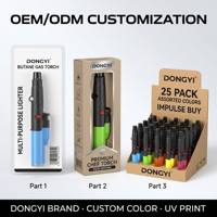 Briquet torche à flamme bleue coupe-vent rechargeable au butane avec réservoir visible et verrou de sécurité pour cigares, cuisine, barbecue, soudure, pâtisserie
