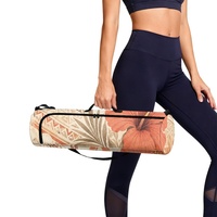 Sac de transport pour tapis de yoga et de pilates à imprimé Tapa Hibiscus Polynésien, avec fermeture éclair et bandoulière réglable