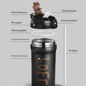 Tasse à café de voyage en acier inoxydable 316 avec couvercle-Tasse de voiture isolée sous vide Thermos portable étanche pour boissons chaudes/froides - Product Image 4