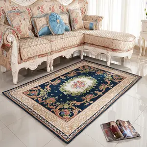 % 100% Polyester yatak odası Retro avrupa halı dokuma halı çiçek desen kaymaz başucu alan kilim