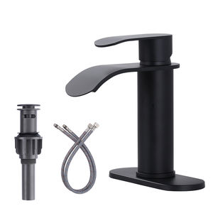 Rubinetto unico lavello lavabo a cascata con rubinetto lavello a maniglia singola con scarico a scomparsa, rubinetto lavabo in acciaio inox - Product Image 1