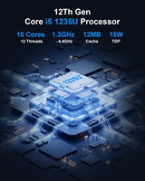 Mini PC Intel Core I5-1235U de haute qualité, DDR4, double LAN, sans ventilateur