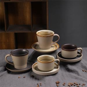 Vintage Japanese Ceramic <b>Cup</b> Set with Saucer Retro Porcelain Breakfast Afternoon Tea & Coffee Mug Clay <b>Espresso</b> Coffee Latte <b>Cup</b> - Product Image 1