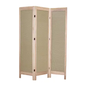 Natural Woven Design Folding Wood Restaurant Room Divider Biombo Screen Room Divider Screen