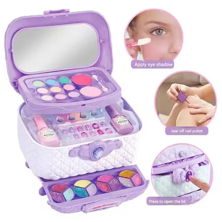 Waschbares schönes Geschenk kleine Prinzessin Make-Up-Kartusche Nagelkunst Pinsel Kinder-Make-Up-Set Spielzeug für Mädchen