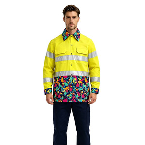 Chemise de travail réfléchissante en coton à manches longues pour hommes, vêtements de travail pour mineurs de charbon, ateliers souterrains et chantiers de construction - Product Image 1