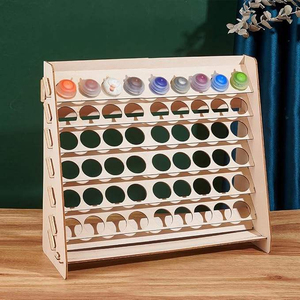 HobbyHold Wood Paint Rack Model Making 46 Holes Laser Cut 26mm Easy Assembly Floor Type Workshop Use for Vallejo <strong>Army</strong> <strong>Painter</strong> - Product Image 4