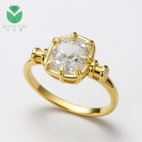 Bague en diamant de laboratoire taille coussin certifiée IGI, or jaune 18 carats, 1 carat D VVS CVD HPHT, personnalisable, vente en gros, tendance, unisexe
