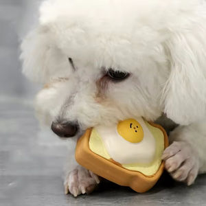 Yeni Bite dayanıklı sevimli yumurta ekmek şekilli doğal lateks köpek oyuncak interaktif kauçuk gıcırtılı <span class=keywords><strong>Pet</strong></span> çiğnemek oyuncaklar - Product Image 1