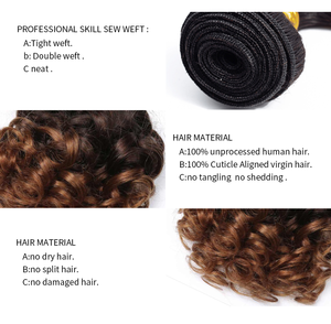 KEMY Diretta Della Fabbrica Ombre 1B/4/30 di Colore Marrone <span class=keywords><strong>Scuro</strong></span> Dei <span class=keywords><strong>Capelli</strong></span> Bundle Virgin Del Brasiliano di Estensione Dei <span class=keywords><strong>Capelli</strong></span> Umani Con Pizzo Frontale E chiusura - Product Image 4