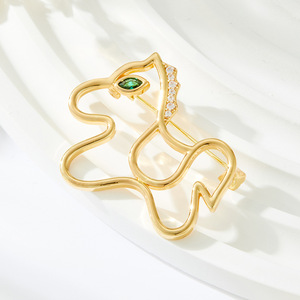 Golden Horse Brooch Copper Alloy Micro Inlaid Zircon Openwork Pin Women's Fashion Accessory Gift Jewelry - Product Image 1