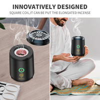 Diffuseur d'arômes parfumé à l'oud arabe, brûleur d'encens électrique portable USB rechargeable pour voiture, Bakhoor en céramique et métal pour parfumer les hôtels