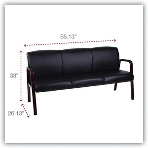 Sofá de Recepción Alera de 3 Plazas, 65.75w X 26d.13 X 33h, Negro/Mogoní, para Áreas de Espera - Product Image 2