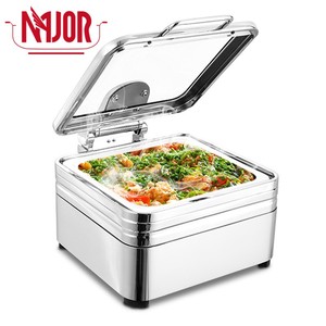 Plato de frotamiento de lujo de 9L con marco redondo de acero inoxidable para comida GN <span class=keywords><strong>la</strong></span> <span class=keywords><strong>restaurante</strong></span> de cafetería para Buffet - Product Image 6