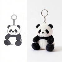 Porte-clés en peluche en forme de panda magnétique super doux et mignon, design personnalisé, rembourré en coton PP pour enfants