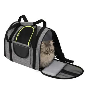 Upgrade air pet borsa da viaggio in pelle da viaggio pieghevole seggiolino auto portatile soft sided pet crate per gatti