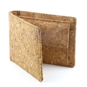 Luxury Natural Supple Cork Wallet with Coin Pocket 3 Card Slots 2 Inside Pockets and One Cash Pocket.
